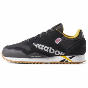 Adidasy Dziecięce Reebok CL LEATHER RIPPLE MU Czarne/Białe PL 98ITKRQ